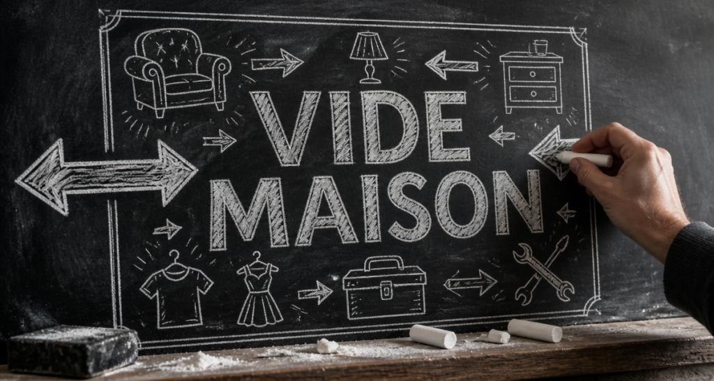 Affiche vide maison dessinée à la craie