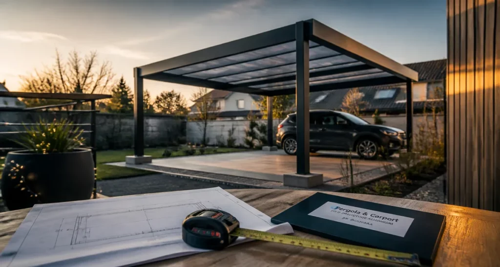 Carport et pergola Bouvara sur plots béton avec polycarbonate