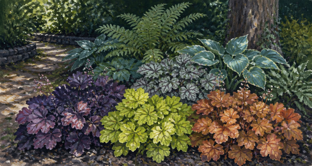 les plus belles heuchères en jardin ombragé