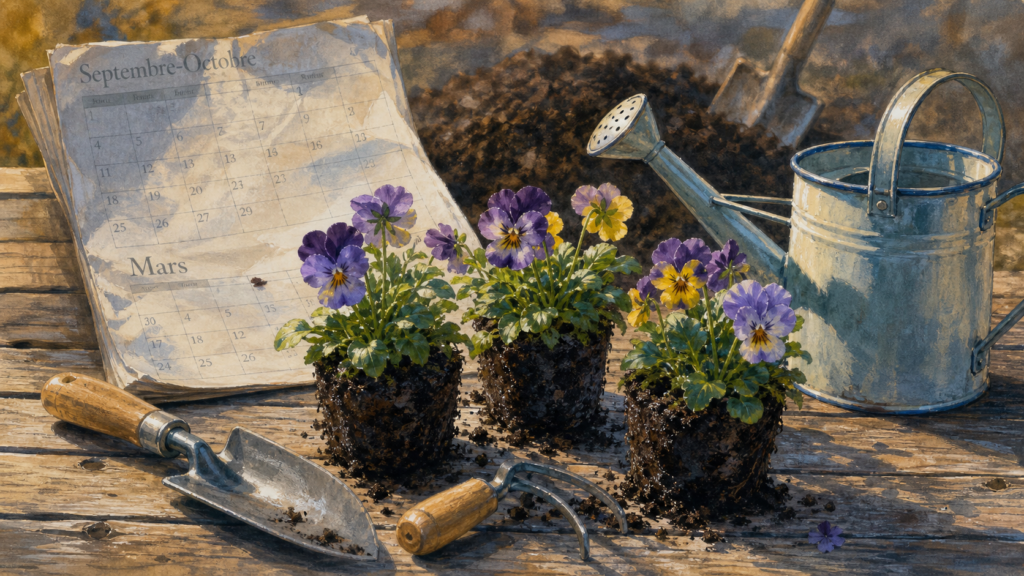 Quand planter des pensées : semis et calendrier, godets fleuris