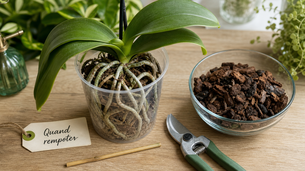 Quand rempoter une orchidée : racines en pot et substrat