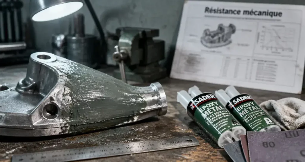 Soudure à froid résistance mécanique : pâte époxy sur aluminium fissuré