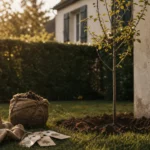 Arbre a planter : jeune arbre dans jardin, plantation à l’automne