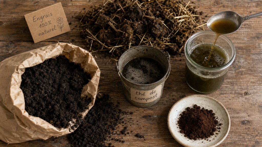 Engrais naturel pour le potager : compost, cendre et purin d’ortie dilué