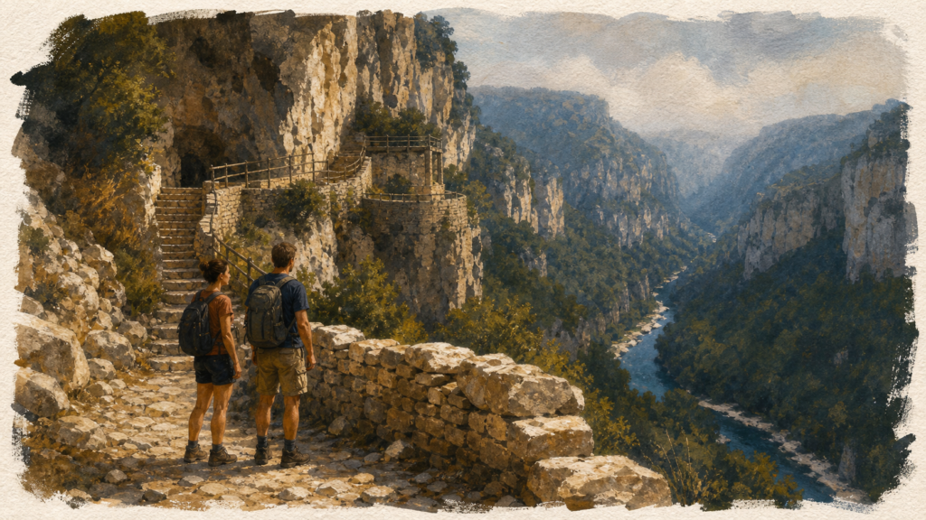 Sentier des jardins suspendus du recatadou : vue sur les gorges de la Beaume