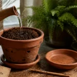 Arrosage plantes intérieur : test deux phalanges, arrosoir sur terreau