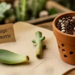 Bouturer des plantes grasses : coupe séchée sur papier absorbant, prêt à bouturer