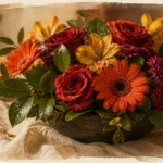 Composition florale automne aux couleurs chaudes, fleurs résistantes et livraison rapide