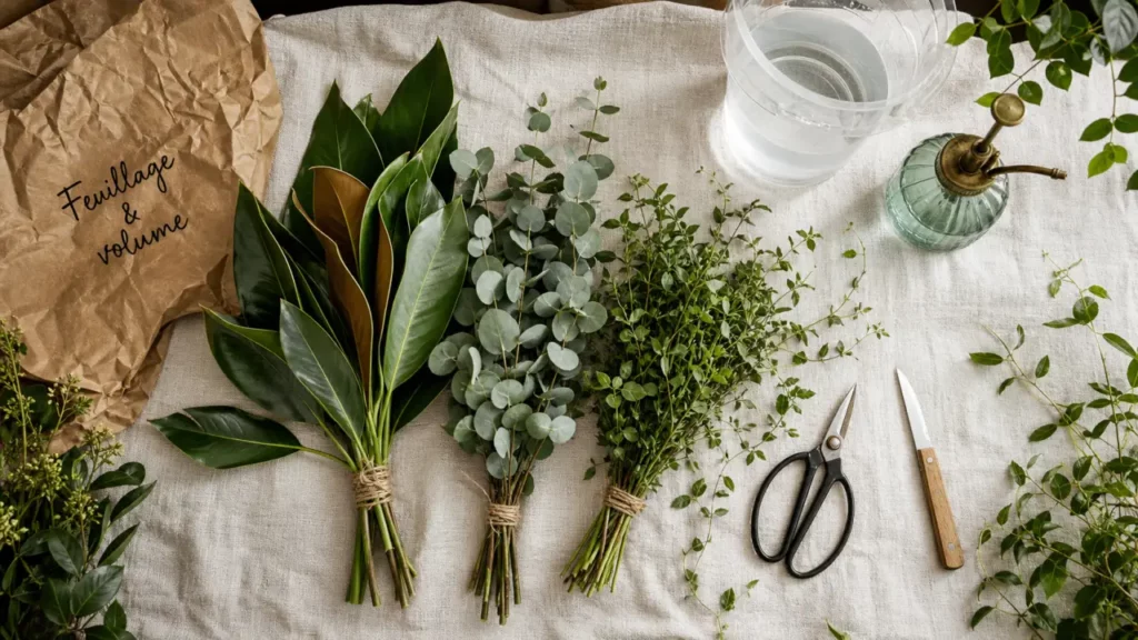 Feuillage pour composition florale en vrac : feuillage frais, coupe et accessoires