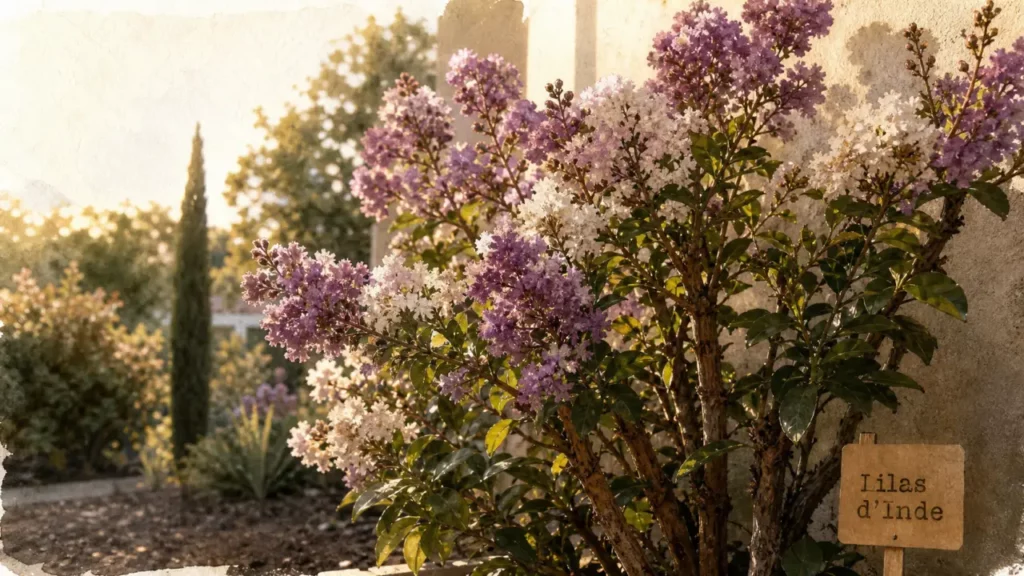Lila des indes floraison en sol drainé