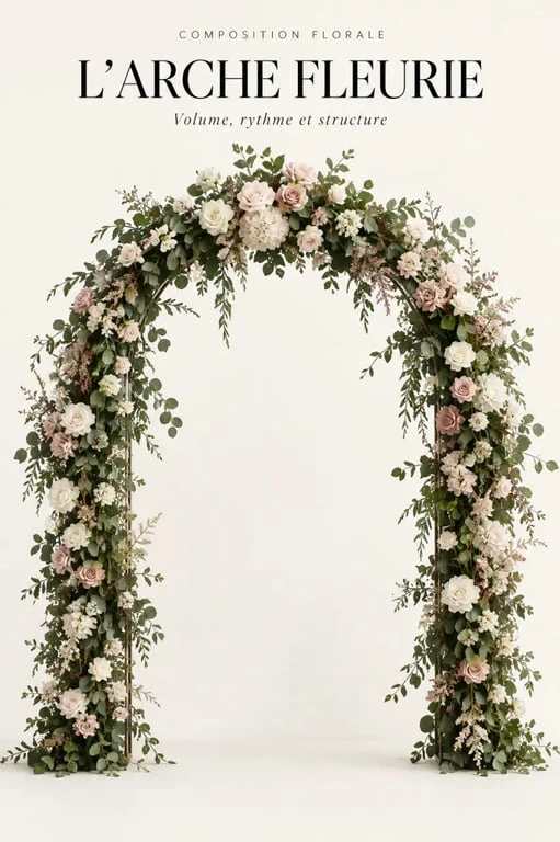 Guirlande de fleurs artificielles utilisée pour créer une arche fleurie