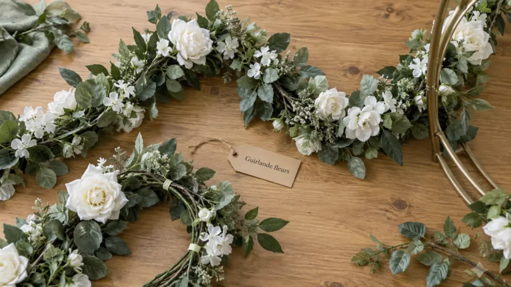 Guirlande de fleurs artificielles sur table, longueur adaptée