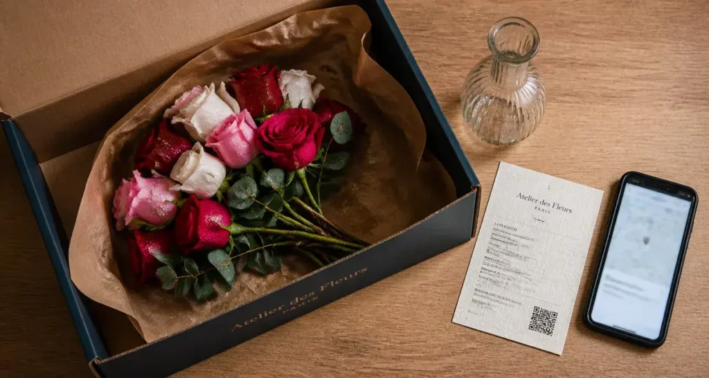 Le jardin des fleurs avis : bouquet de roses, vase et fleurs