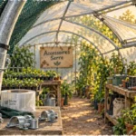 Accessoires pour serre de jardin : toile d’ombrage, étayage et ruban pour éviter surchauffe et manque d’eau
