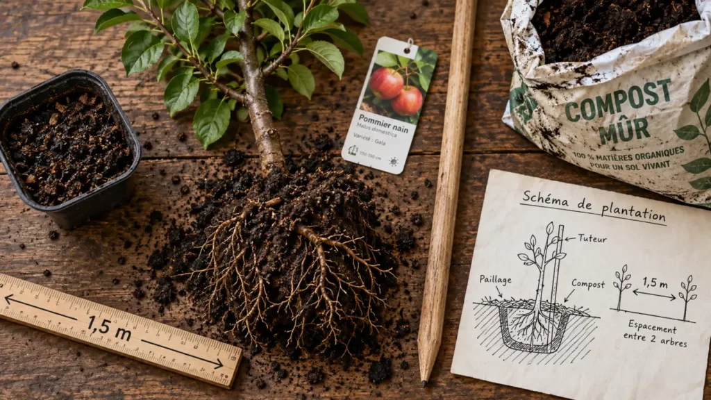 Arbres fruitiers nains en pleine terre : plantation en mini-verger