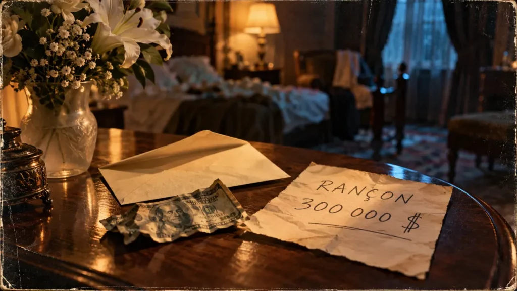 Columbo dites le avec des fleurs : enveloppe et rançon 300 000 $ sur table