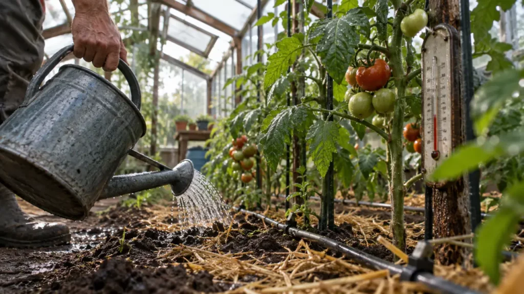 Jardinage serre : thermomètre sous serre, éviter surchauffe pour tomates jusqu’en novembre
