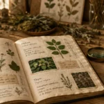 Le livre perdu des plantes médicinales : guide visuel et pratique sur une table