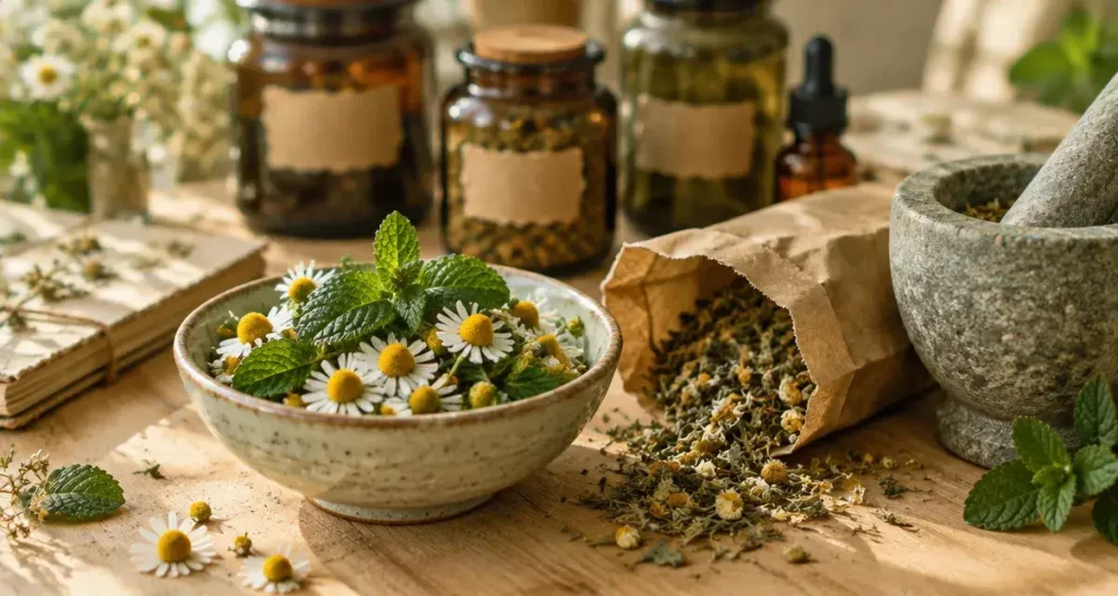 Plantes médicinales : infusion et précautions, camomille et menthe